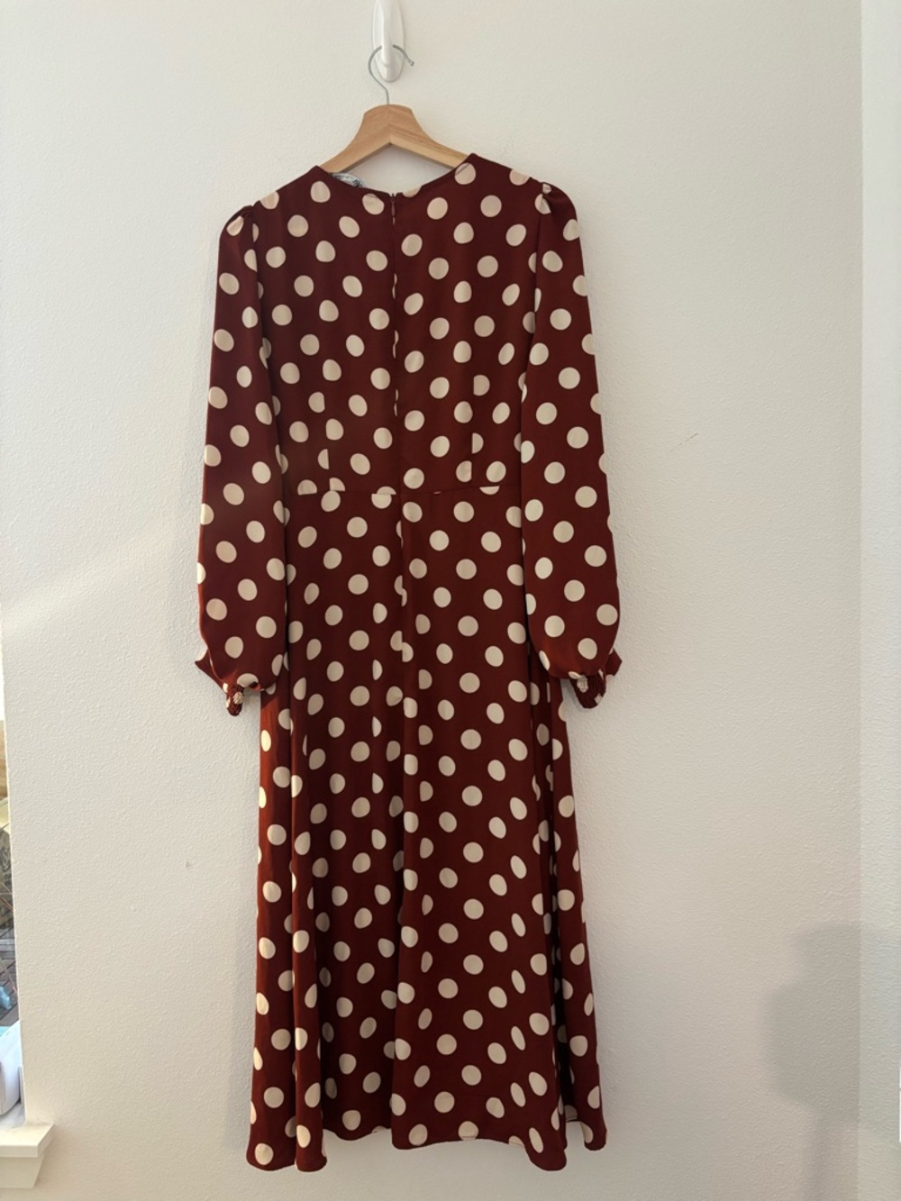 Zara polka dot midi dress in brown and white - Picture 6 of 6